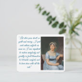 Jane Austen portrait plus quote (blue) Folded Card RSVP Kaartje (Staand voorkant)