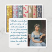 Jane Austen portrait plus quote (blue) Folded Card RSVP Kaartje (Voorkant / Achterkant)