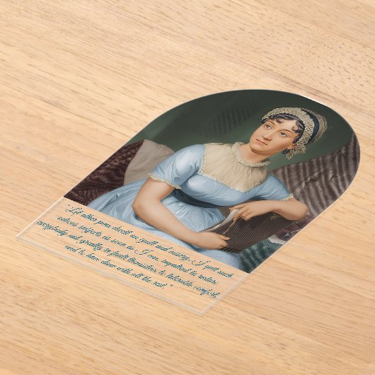 Jane Austen portrait + quote (Blue) Acryl Uitnodigingen (Laagn)