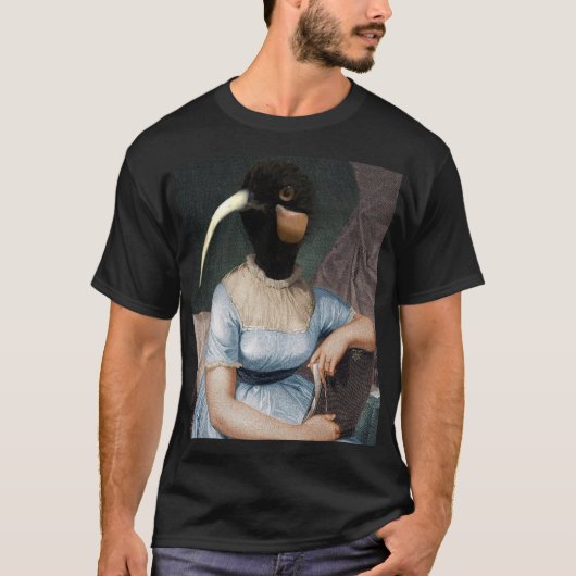  Jane Austen portrait with bird head T-shirt (Voorkant)