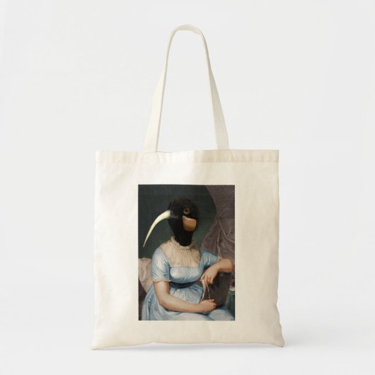 Jane Austen portrait with bird head Tote Bag (Voorkant)