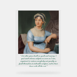 Jane Austen portret + citaat (Blauw) Acryl Bord