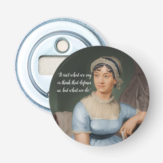 Jane Austen portret en citaat Button Flesopener (Voorkant)