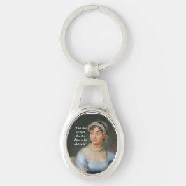Jane Austen portret en citaat Sleutelhanger