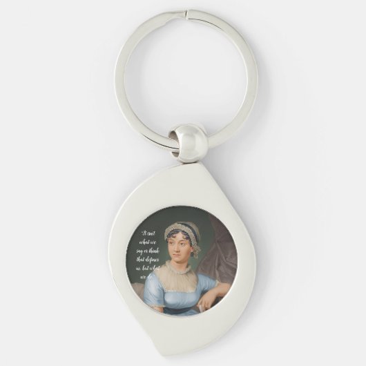 Jane Austen portret en citaat Sleutelhanger (Voorkant)