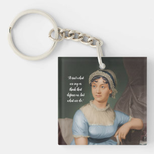 Jane Austen portret en citaat Sleutelhanger