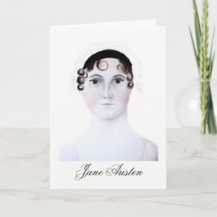 Jane Austen-portret in waterverf op wenskaart Kaart