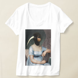 Jane Austen portret met vogelkop T-shirt