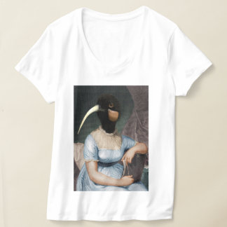 Jane Austen portret met vogelkop T-shirt