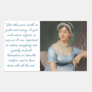 Jane Austen portret plus citaat (blauw) Rechthoekige Sticker