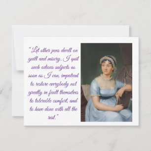 Jane Austen portret plus citaat (paarse gevouwen k RSVP Kaartje