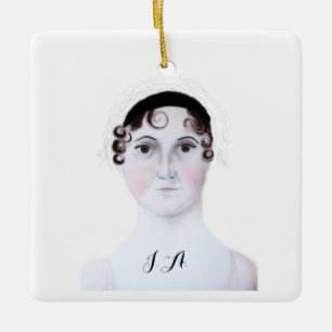 Jane Austen-portret waterverf porseleinen ornament