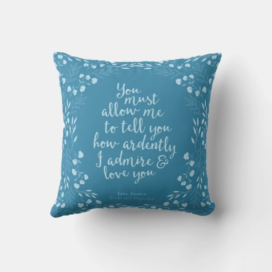 Jane Austen Pride and Prejudice Bloemige Liefdesci Kussen (Achterkant)