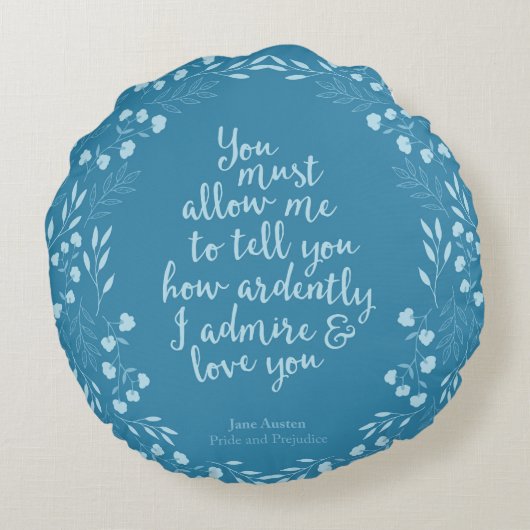 Jane Austen Pride and Prejudice Bloemrijke Liefde Rond Kussen (Achterkant)