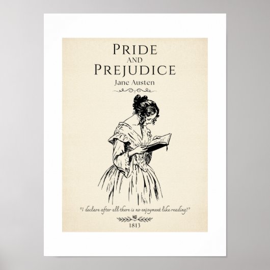 Jane Austen Pride and Prejudice Literatuur Citaten Poster (Voorkant)