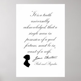 Jane Austen Pride en het Citaat van de Vooroordele Poster