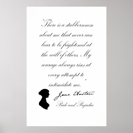 Jane Austen Pride en het Citaat van de Vooroordele Poster (Voorkant)