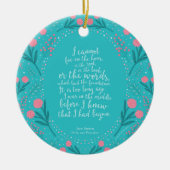 Jane Austen Pride en Prejudice Blauwgroen & Roze F Keramisch Ornament (Voorkant)