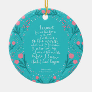 Jane Austen Pride en Prejudice Blauwgroen & Roze F Keramisch Ornament