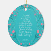 Jane Austen Pride en Prejudice Blauwgroen & Roze F Keramisch Ornament (Links)
