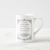 Jane Austen Pride en Prejudice Eerste Citaat van d Porselein Kop (Rechts)