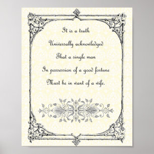 Jane Austen Pride en Prejudice Eerste Citaat van d Poster