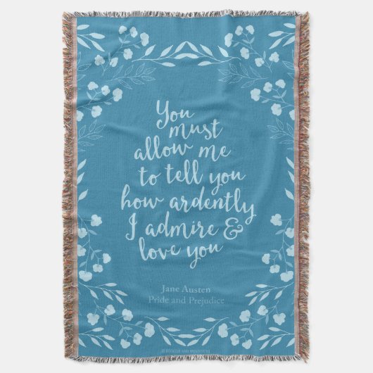 Jane Austen Pride en Prejudice Floral Love Deken (Voorkant Verticaal)