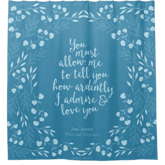 Jane Austen Pride en Prejudice Floral Love Douchegordijn (Voorkant)