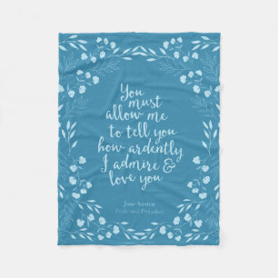 Jane Austen Pride en Prejudice Floral Love Fleece Deken