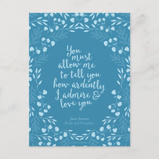 Jane Austen Pride en Prejudice Floral Love Quote Briefkaart (Voorkant)