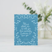Jane Austen Pride en Prejudice Floral Love Quote Briefkaart (Staand voorkant)
