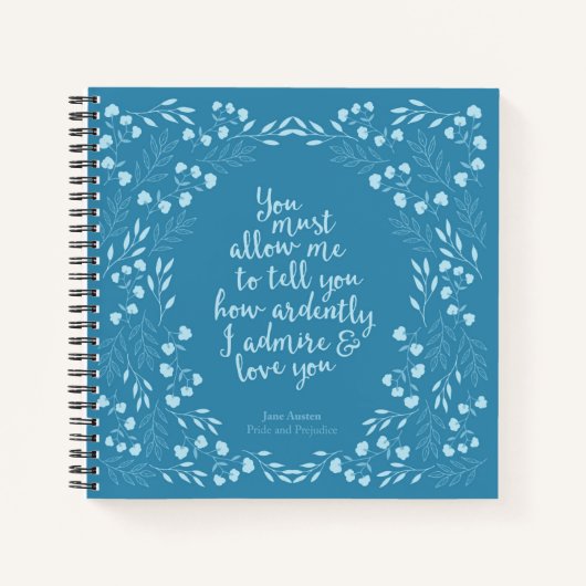Jane Austen Pride en Prejudice Floral Love Quote Notitieboek (Voorkant)
