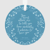 Jane Austen Pride en Prejudice Floral Love Quote Ornament (achterkant)