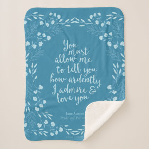 Jane Austen Pride en Prejudice Floral Love Sherpa Deken