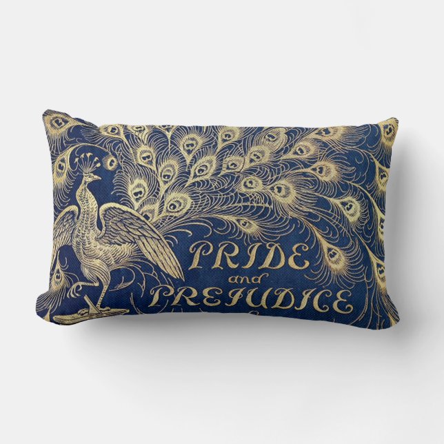 Jane Austen Pride en Prejudice Peacock Lumbar Kussen (Voorkant)