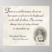 Jane Austen Pride en Prejudice Stubborness Quote Poster (Voorkant)