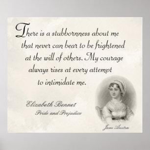 Jane Austen Pride en Prejudice Stubborness Quote Poster