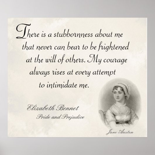 Jane Austen Pride en Prejudice Stubborness Quote Poster (Voorkant)