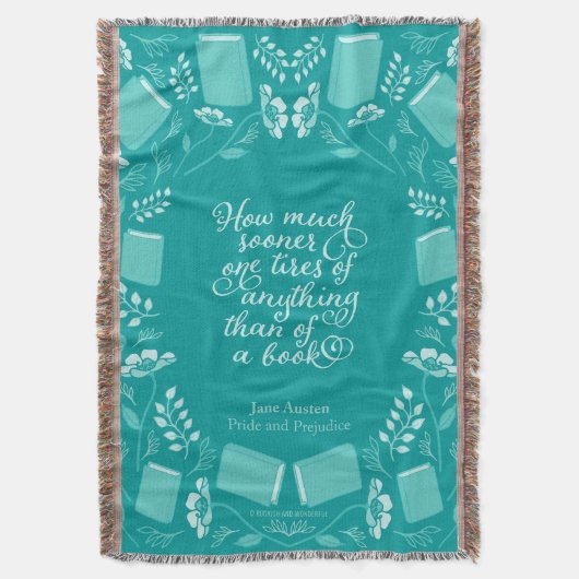 Jane Austen Pride & Prejudice Blauwgroen Floral Bo Deken (Voorkant Verticaal)