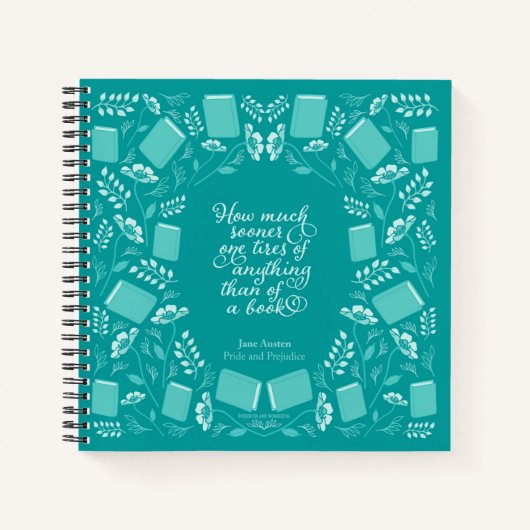 Jane Austen Pride & Prejudice Blauwgroen Floral Bo Notitieboek (Voorkant)