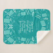 Jane Austen Pride & Prejudice Blauwgroen Floral Bo Sherpa Deken (Voorkant (horizontaal))