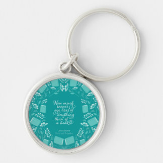 Jane Austen Pride & Prejudice Blauwgroen Floral Bo Sleutelhanger