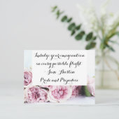 Jane Austen Pride & Prejudice Boek Citaat Roze Roo Briefkaart (Staand voorkant)
