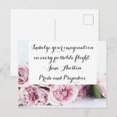 Jane Austen Pride & Prejudice Boek Citaat Roze Roo Briefkaart (Voorkant / Achterkant)