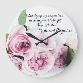 Jane Austen Pride & Prejudice Book Quote Pink Rose Grote Klok