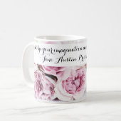 Jane Austen Pride & Prejudice Book Quote Pink Rose Koffiemok (Voorkant links)