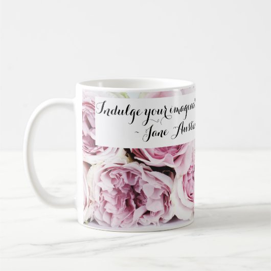 Jane Austen Pride & Prejudice Book Quote Pink Rose Koffiemok (Links)