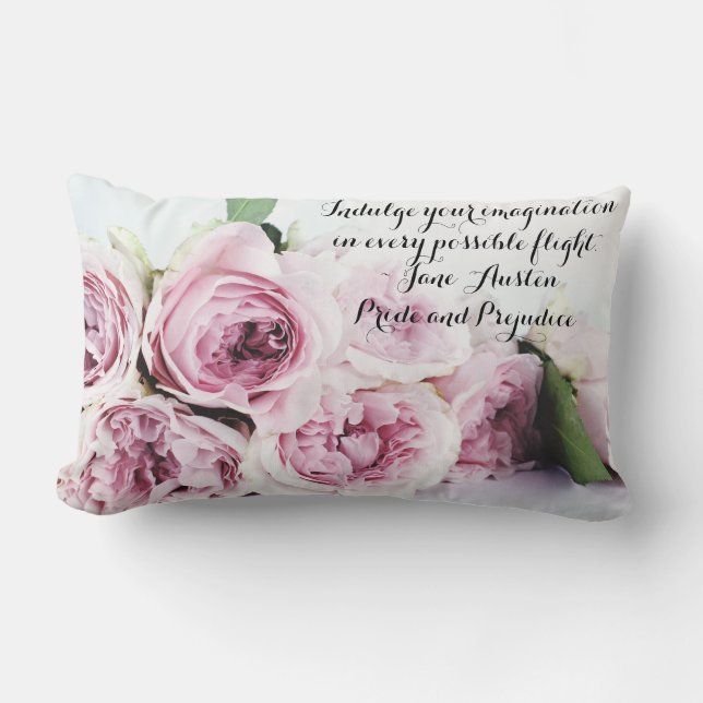 Jane Austen Pride & Prejudice Book Quote Pink Rose Kussen (Voorkant)