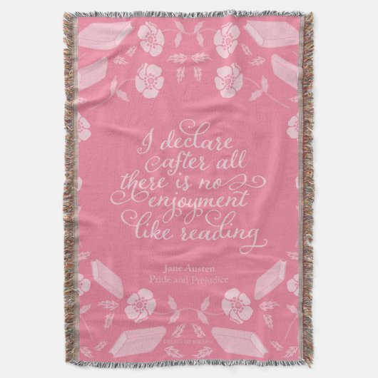 Jane Austen Pride & Prejudice Floral Bookish Quote Deken (Voorkant Verticaal)