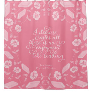 Jane Austen Pride & Prejudice Floral Bookish Quote Douchegordijn